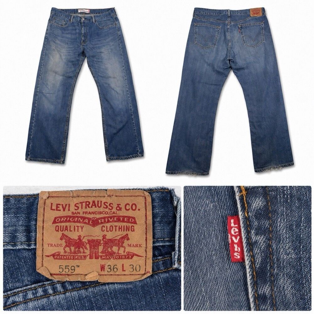 Levi’s 559 Relaxed Straight Jeans Men’s 36x30 Medium Wash 100% Cotton Red Tab